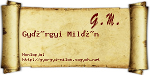 Györgyi Milán névjegykártya